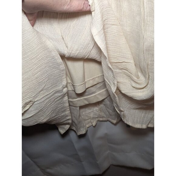 Umgee Beige Heavy Embroidered Floral Print Short Sleeve Dress Size Medium Boho - Picture 6 of 15